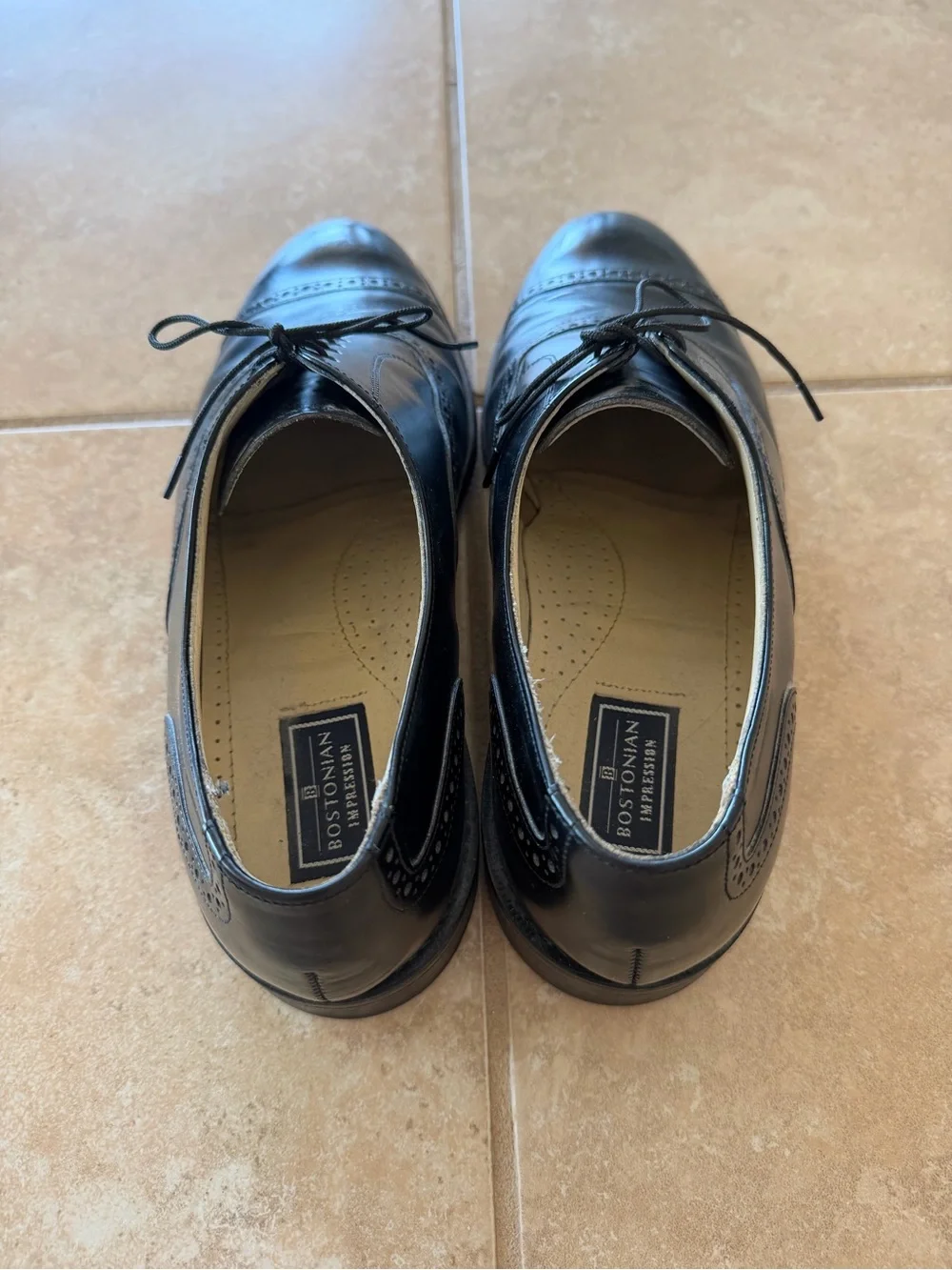 Bostonian Impressions USA Black Leather Brogue Cap Toe Oxfords 9.5